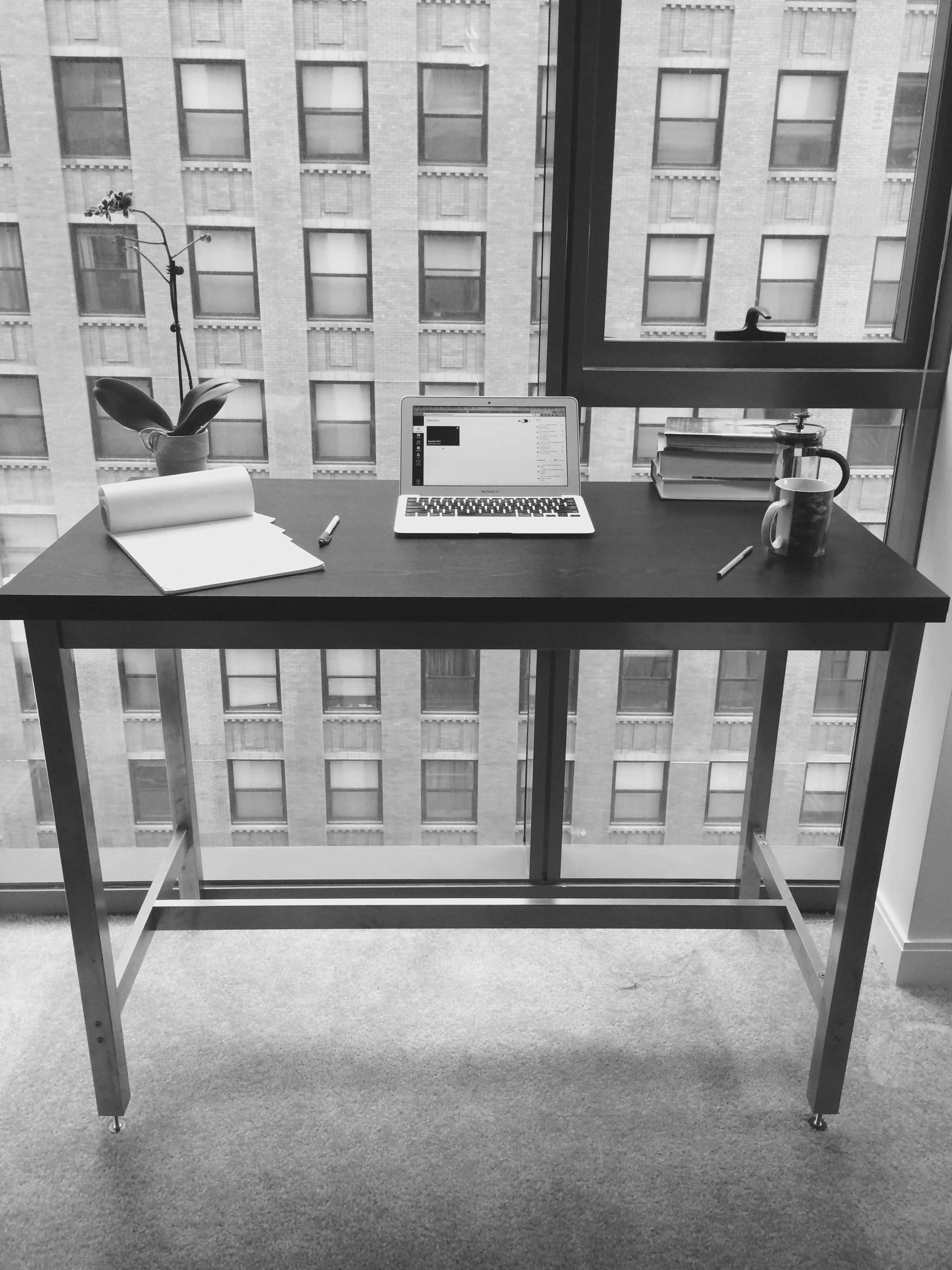 desk in front of window